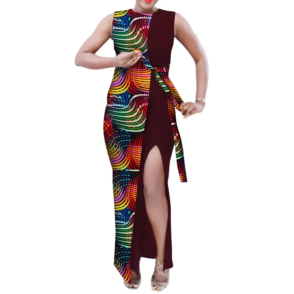 Summer Fashion Women African Dress Classic African Bazin Rich Long Maxi Dresses for Women African Wax Print Dress WY10809