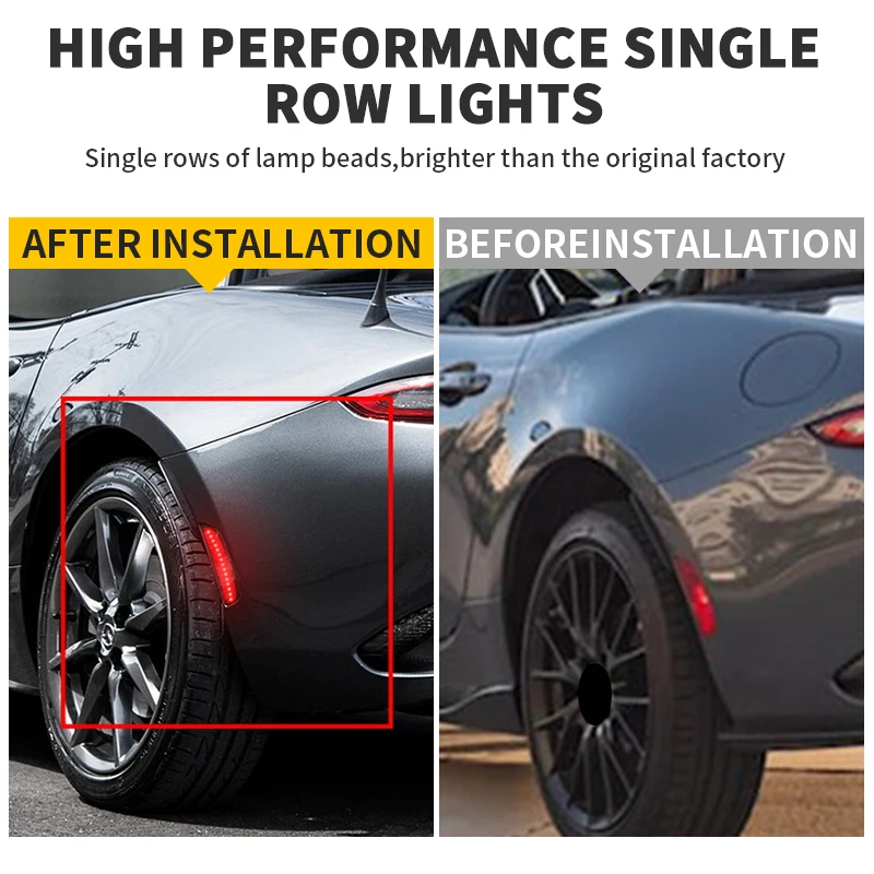 

2 шт. светодиодные боковые габаритные огни/указатели поворота Canbus для Mazda Miata MX-5 2016 года и новее, задние, красные, с затемненными/прозрачными линзами, автомобильные аксессуары