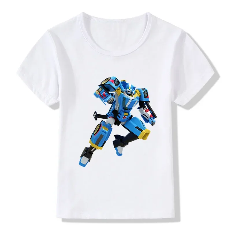 Tobot Evolution Transformer Robot Car Print Boys T-shirts Summer Fashion Kids Tshirt Streetwear Baby Girls Clothes Children Tops