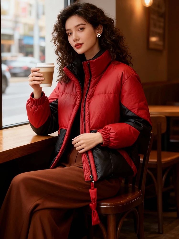 

Korean Sle Commuter ort Thiened down Jaet Women's Winter Faionable Properly Padded Cotton Coat Stand Collar Zipper