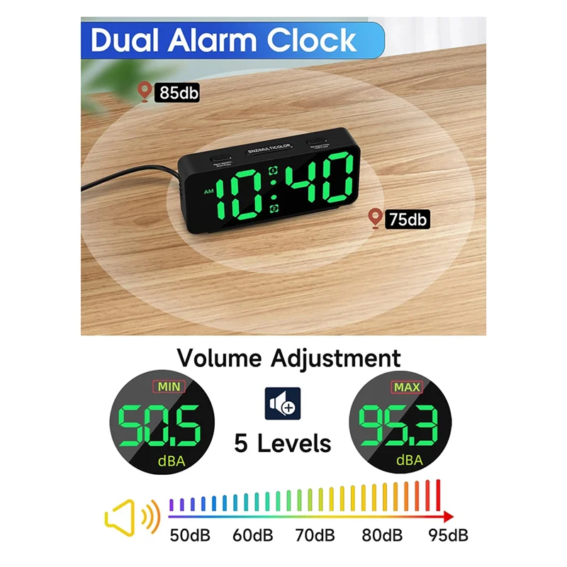 -A14E Small Loud Alarm Clock For Heavy Sleepers Adults,Compact Travel Clocks For Bedrooms Bedside,Ok To Wake For Kids,Teens