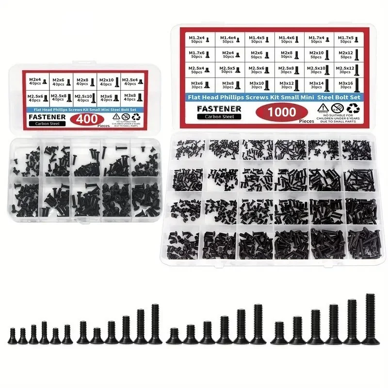 400Pcs-1000pcs Computer And Eyeglasses Micro Screws Assortment Kit M1.2-M3 For Home Electronic Repair Hardware DIY