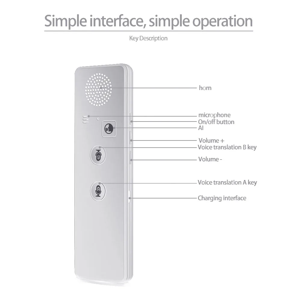

Smart Voice Translator Multi-Languages Bluetooth-compatible translation accurate translation and rapid response Interpreter