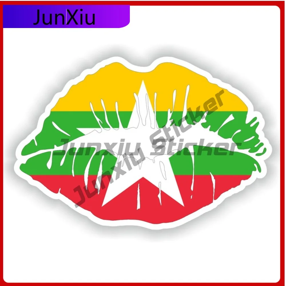 

Burma Myanmar Stylish Window UV Resistant Decal Accessory Funny Boat Exterior Anime Cute Fade UV Vehicle Lips Trendy Resistant