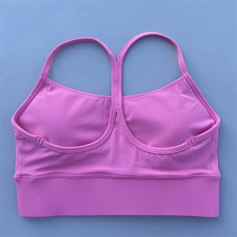 Solid Color Y Shape Fitness Women Sport Bra Gym Yoga Vest Athletic Cross Underwear Tight Gym Top Workout Soft With Chest Pad