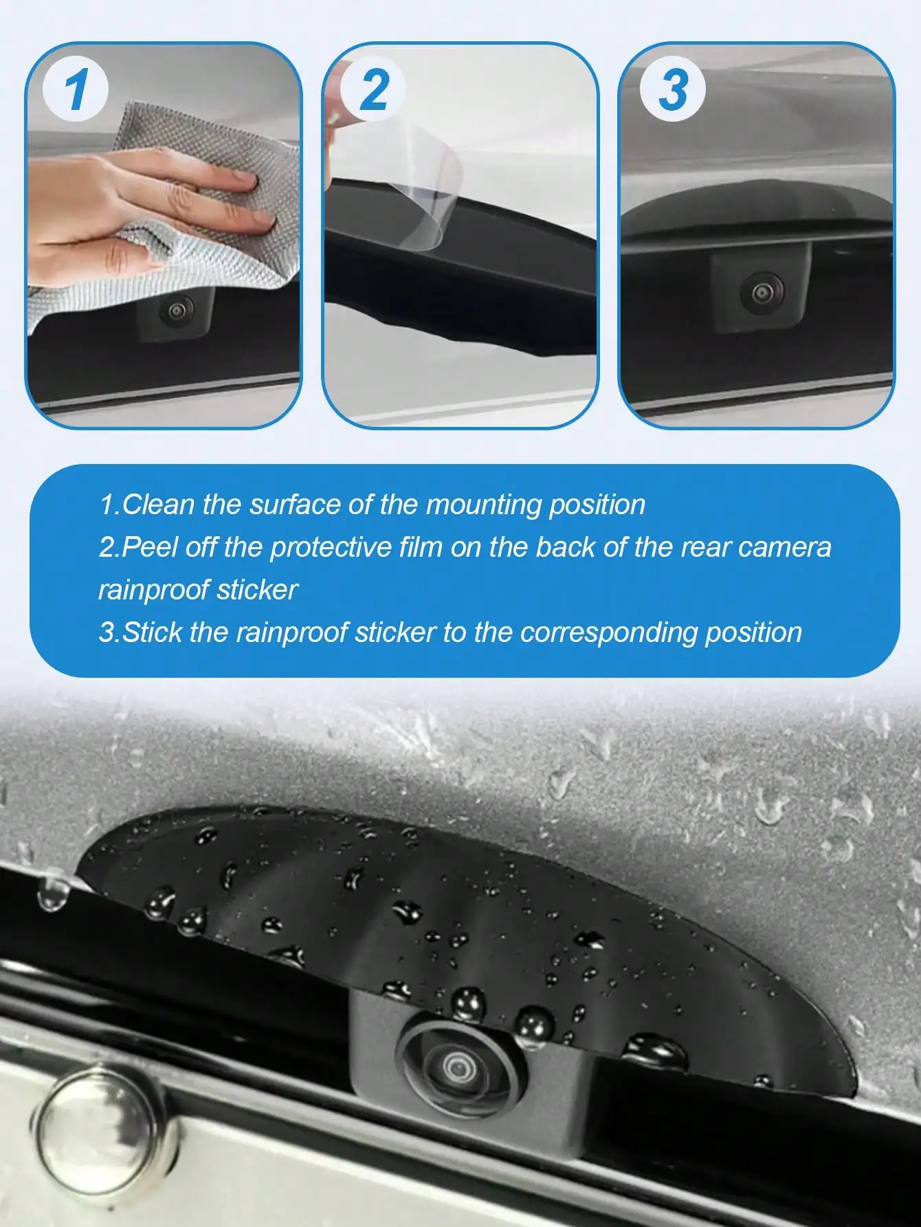 ฝาครอบกันฝนสำหรับกล้องมองหลังรถยนต์อเนกประสงค์ - แผ่นป้องกันกันน้ำซิลิโคนเหลว ดีไซน์โปร่งใสและไม่มีคราบตกค้าง