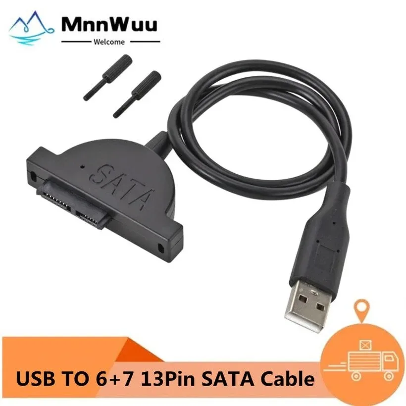 

MnnWuu NEW USB 2.0 to Mini Sata II 7+6 13Pin Adapter for Laptop CD/DVD ROM Slimline Drive Converter Cable Screws steady style