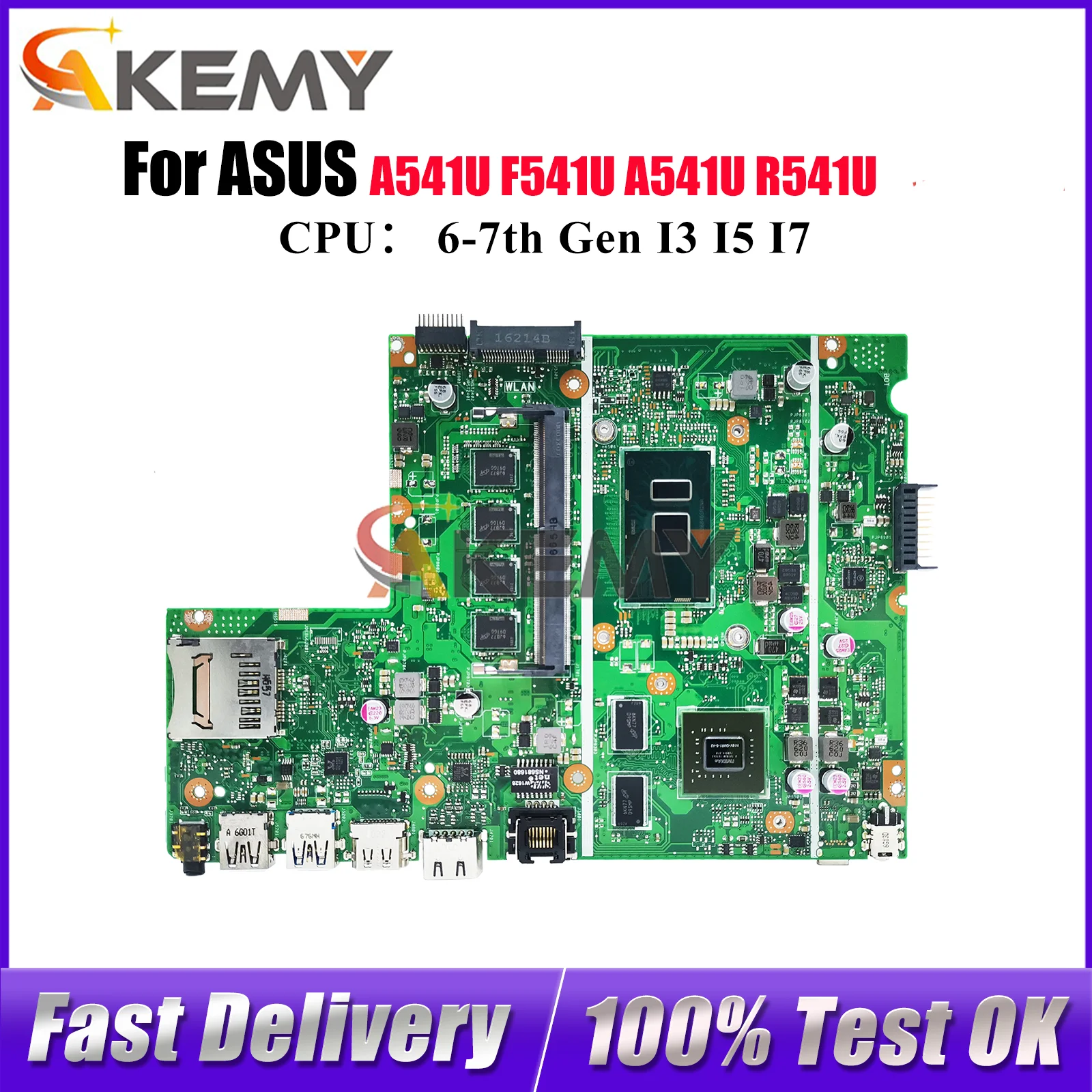 

X541UV Laptop Motherboard For ASUS VivoBook X541UAK X541UV R541U F541U X541U X541UVK X541UJ A541U A541U Mainboard I3 I5 I7 CPU