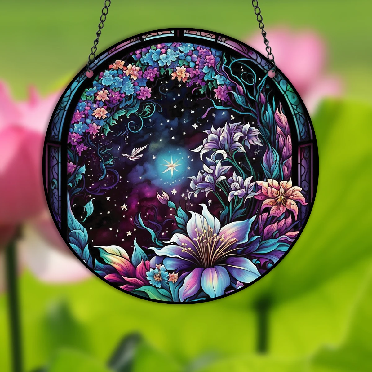 

1PC Decorative Flower Acrylic Hanging Sign Wall Pediments Wall Plaque for Door Home Window Porch Decor