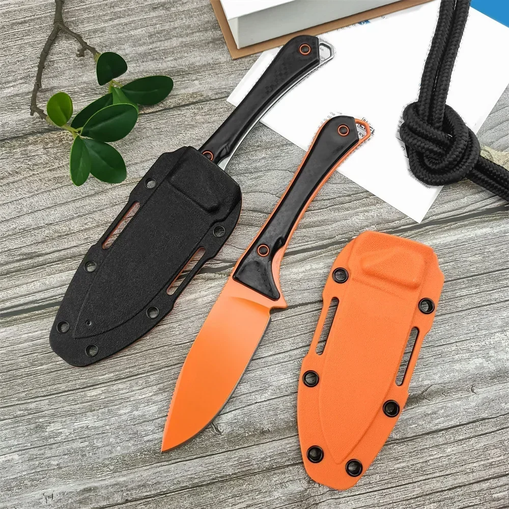 15201OR Altitude Combat Fixed Blade Knife 3.08" CPM-S90V Orange DLC Drop Point Gift Boltaron Sheath Tactical Hunting EDC Tool