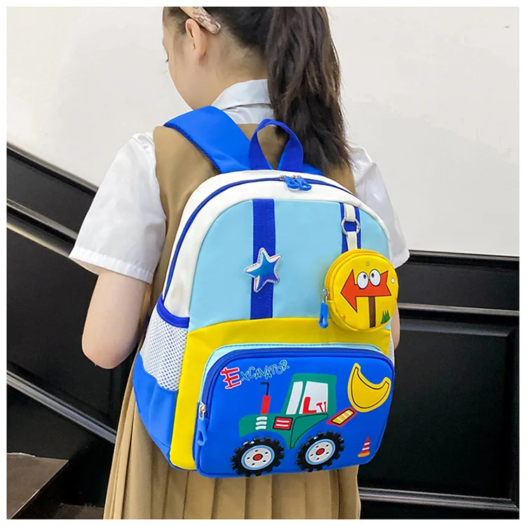 Neuer Kinderrucksack Cartoon Baufahrzeug Jungen Kindergarten-Tasche Atmungsaktiv Mittelgroß für die 3. Klasse – Detail 14