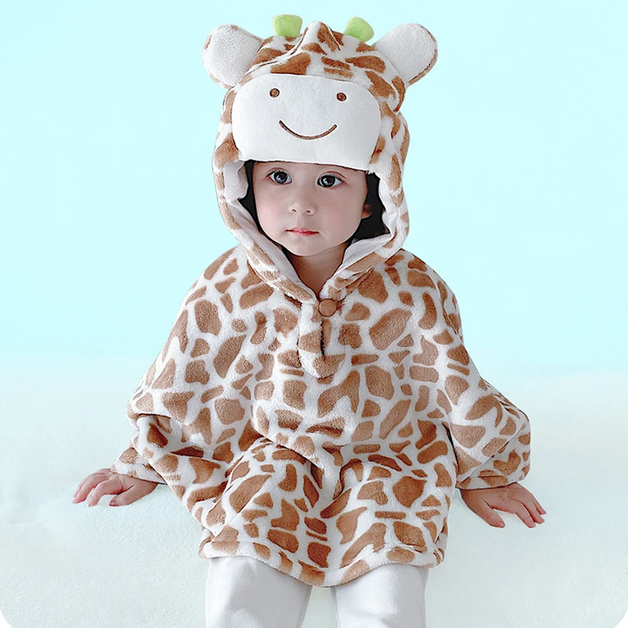 IYEAL  Baby Cute Cartoon Animal Cloak Autumn Winter Baby Windbreaker Outwear Thickening Baby Boys Girls Coat