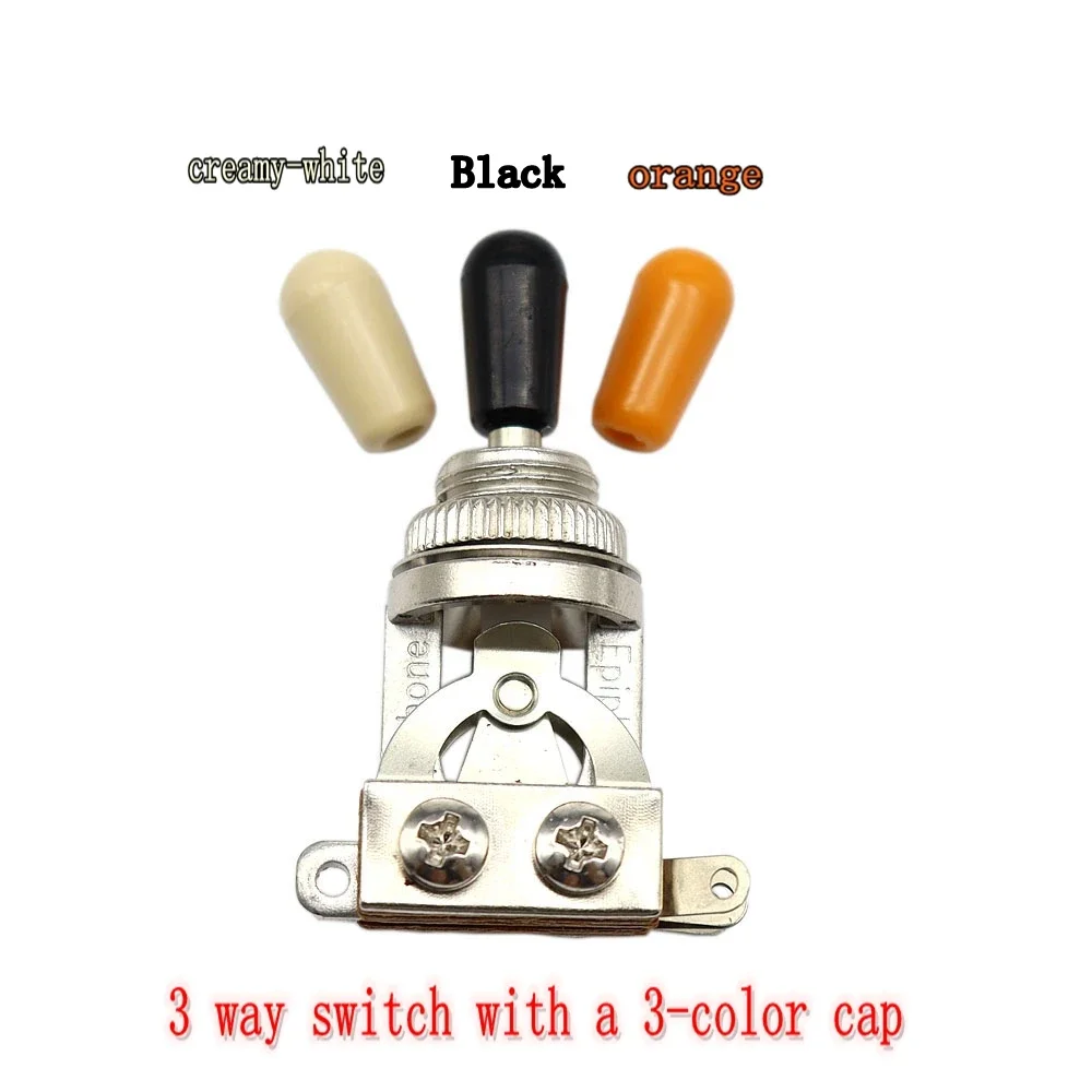 

1pcs 3 Way Toggle Switch With 3 color Cap Knobs Fit EPI /LP/SG/ Electric Guitar Switch Accessories Sliver