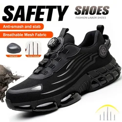 Air Cushion Safety Shoes For Men Shoes Rotating Button Anti-Smash Work Shoes Men Women Steel Toe Shoes Lightweight Safety Boots