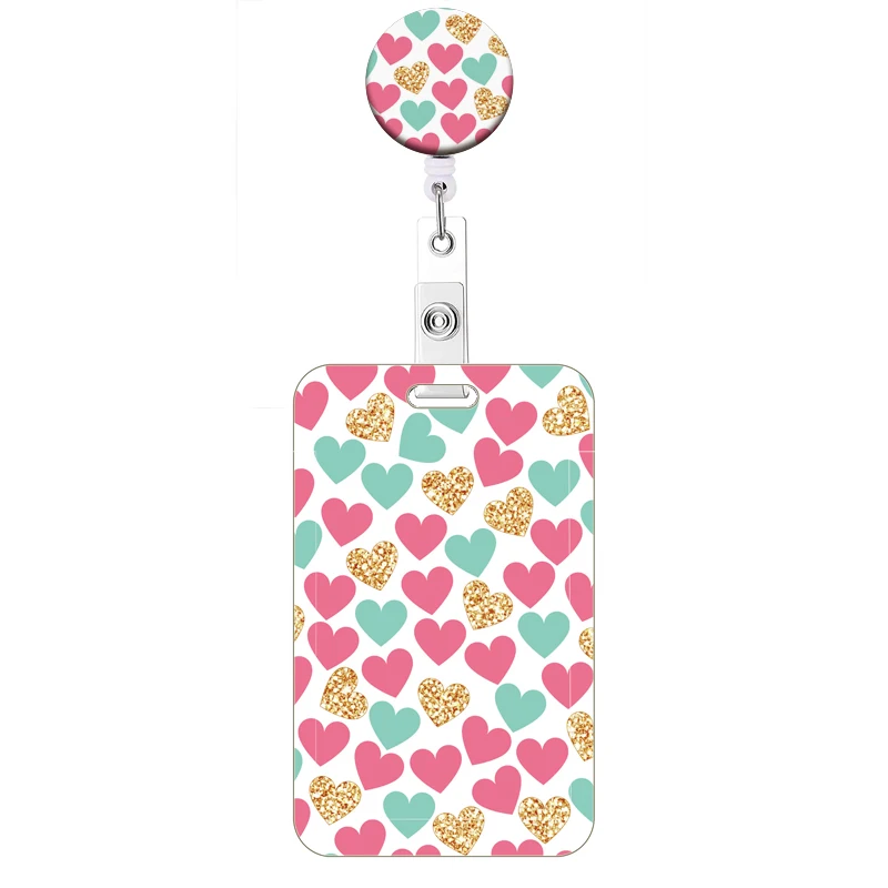 Neue Stil Farbe Liebe Versenkbare Clip Reel Karte Halter Herz Form ID Business Arbeit Karte Yoyo Abzeichen Halter Büro Liefert – Detail 7