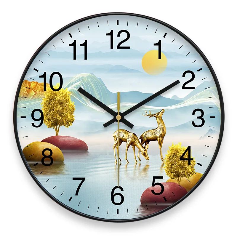 

Quiet decorative wall clock Garden scenery new creative clock living room household simple quartz clock