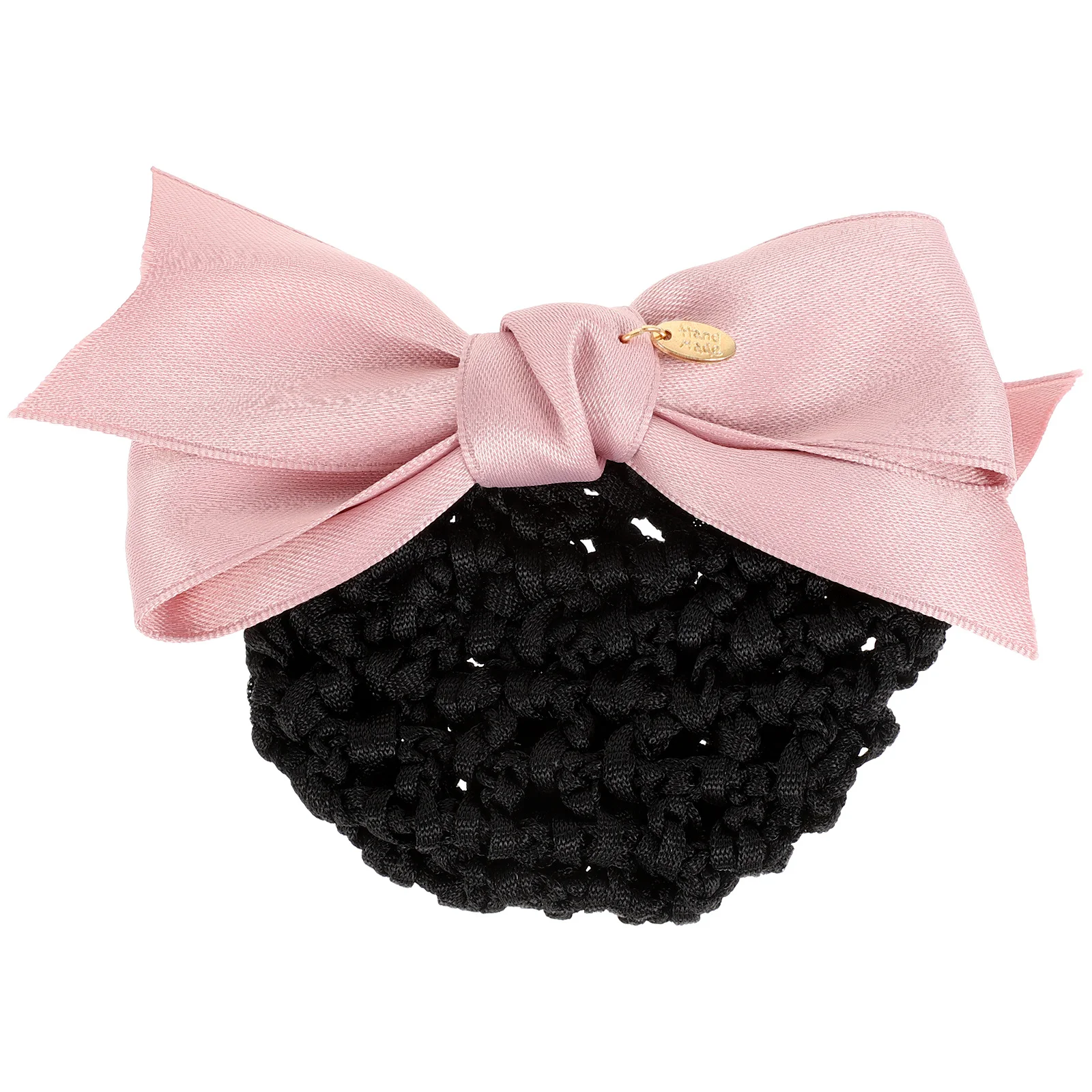 

1Pcs Work Bun Cover Hair Net for Women Strong Clip Ribbon Fabric Bow Knot Snood Mesh Headdress for Office Professional Use