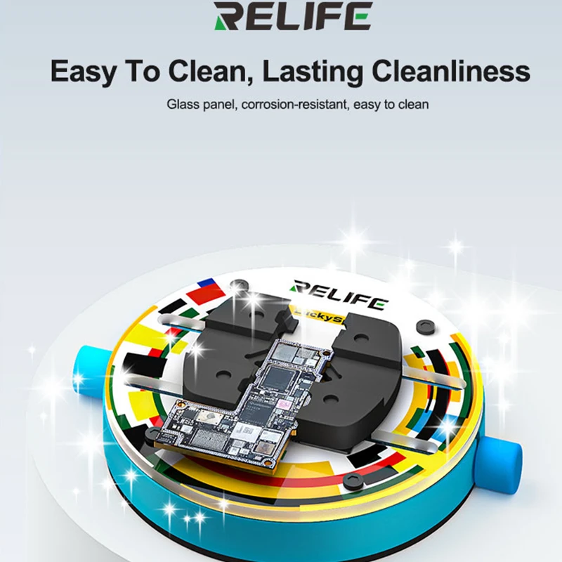 RELIFE RL-601Q Rotating Circular Clamp Tempered Insulated Glass Fixtures Strong Compatibility Multifunction Phone Repair Fixture
