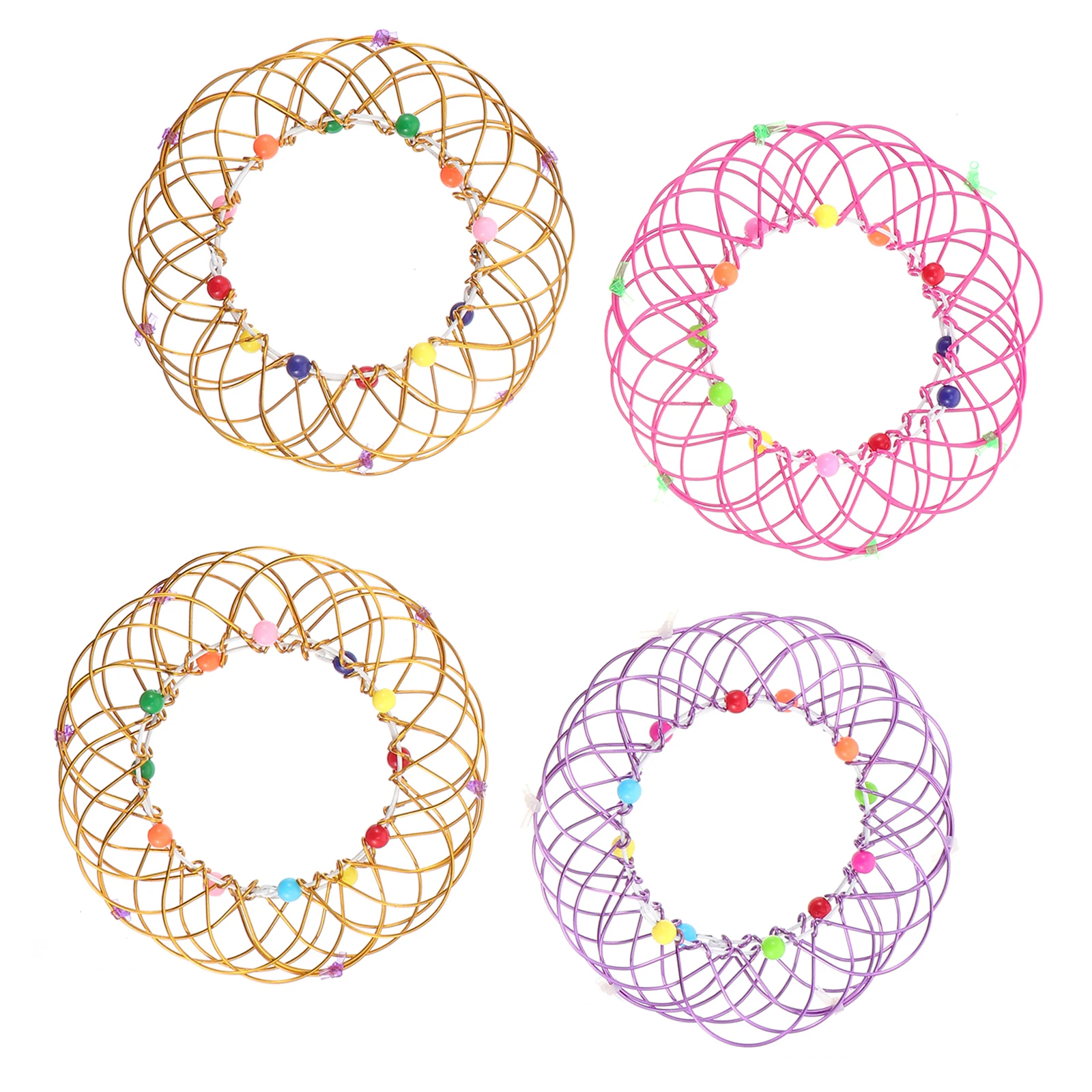4-teiliges Mandala-Blumen-Entspannungsset, 36 Formen, Stressabbau-Drahtkugelring, Lehrreiches Spaßgeschenk