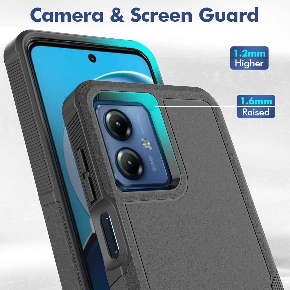 Heavy Duty Rugged Armor Shockproof Phone Case For Motorola Moto G14 G54 G84 Soft TPU Frame Hard Plastic Protective Back Cover