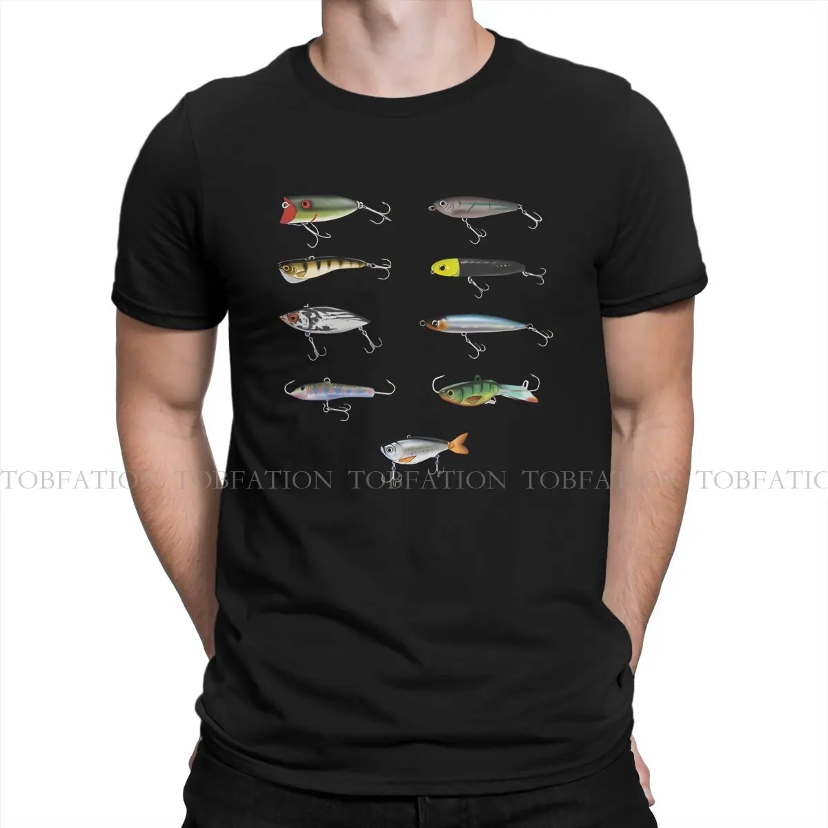 Fishing Pure Cotton TShirt Fishing Lures Basic T Shirt Oversized Men Clothes Printing Trendy