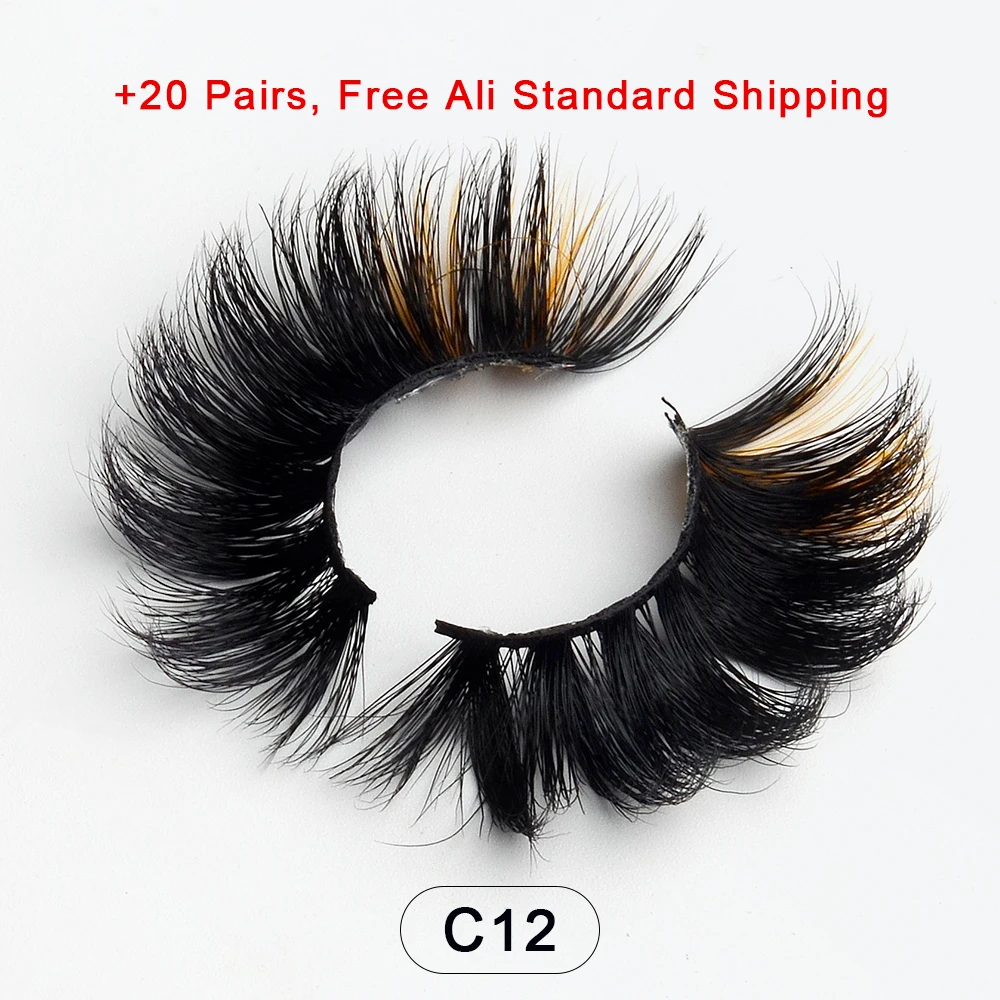 Wholesale 25mm Long Dramatic Colored Lashes Mink Lashes Bulk Eyelashes Extension Makeup Lash Free Box Packaging