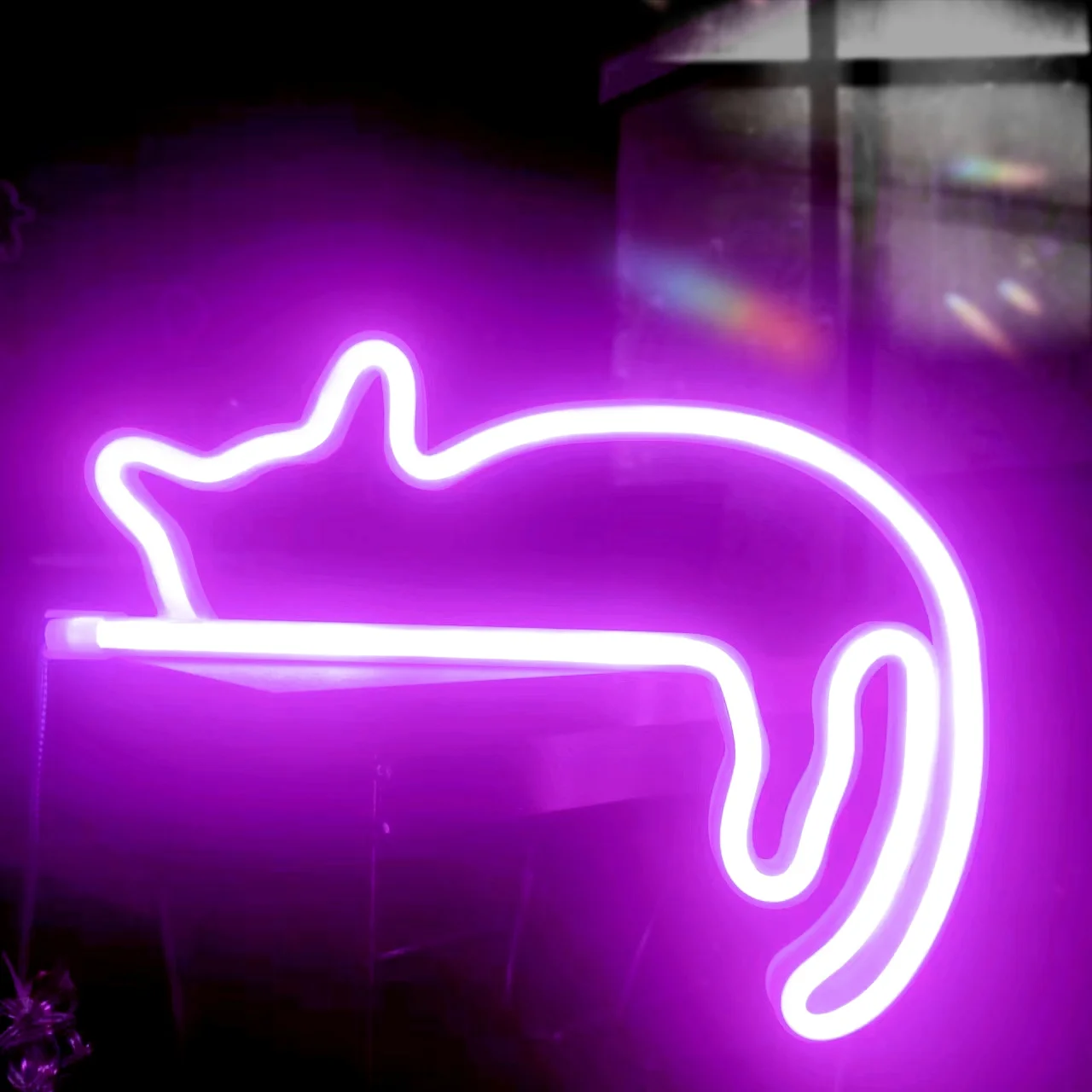 Sleeping Cat Led Neon Signature, Room Warm Arrangement, Birthday Gift, Holiday Party Decoration, Proposal Confession, USB or Battery Powered (Battery Not Included)