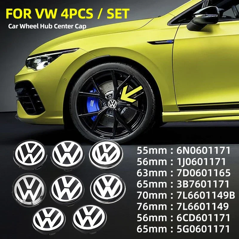 4Pcs 56/65/66mm Car Wheel Center Hub Caps Cover Replacement Accessories For Volkswagen VW R GTI Golf 5 7 Caddy Passat b6 Tiguan