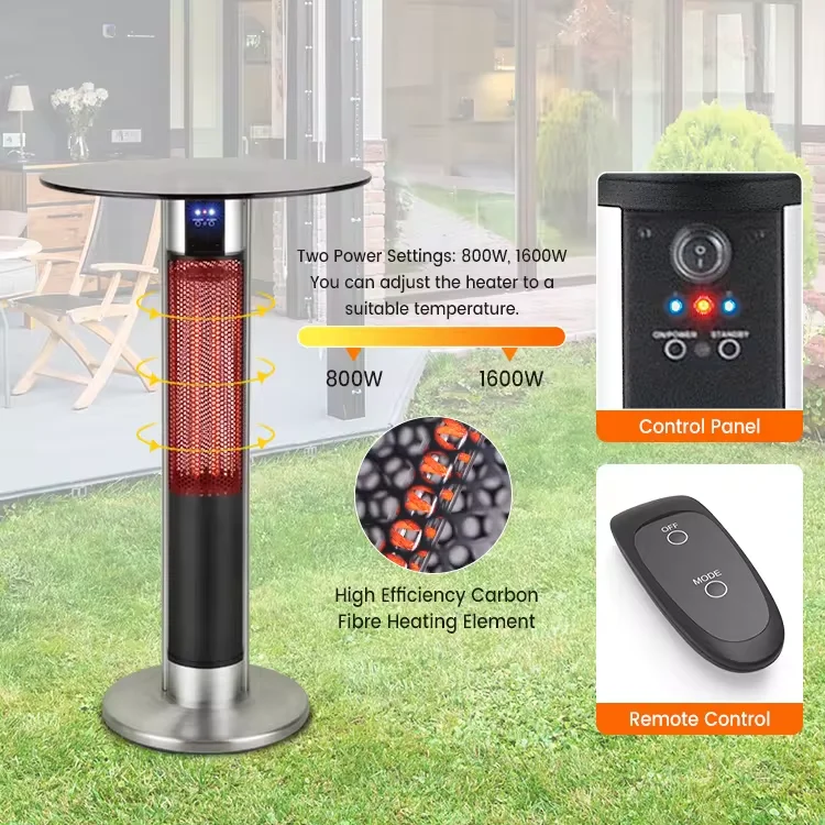 800W 1600W IP55 Waterproof Electric Outdoor Remote Control Table Heater For Garden Patio Restaurant Commercial Heater Decor