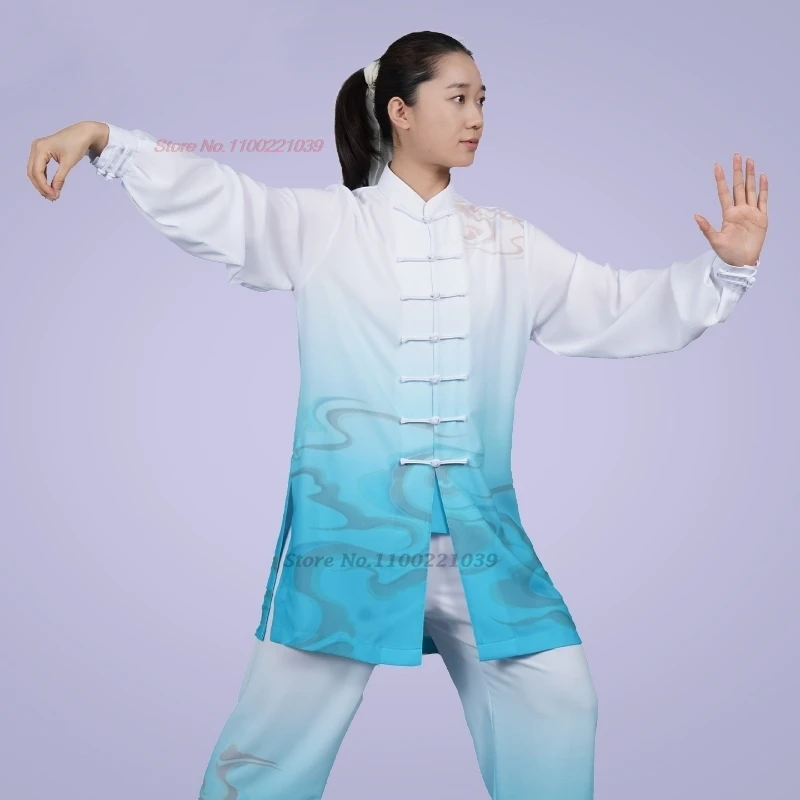 

2026 chinese kung fu martial arts tai chi set traditional cloud print wushu tai chi training exercise practice outdoor sport set