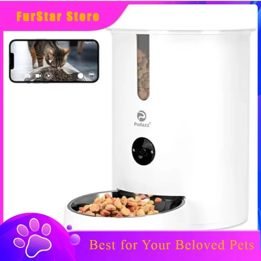 FurStarAutomatic Cat Feeder 1080P HD Camera Timed Smart App-Controlled Dry Food Dispenser With 5G WiFi 2-Way Audio Voice Recorde