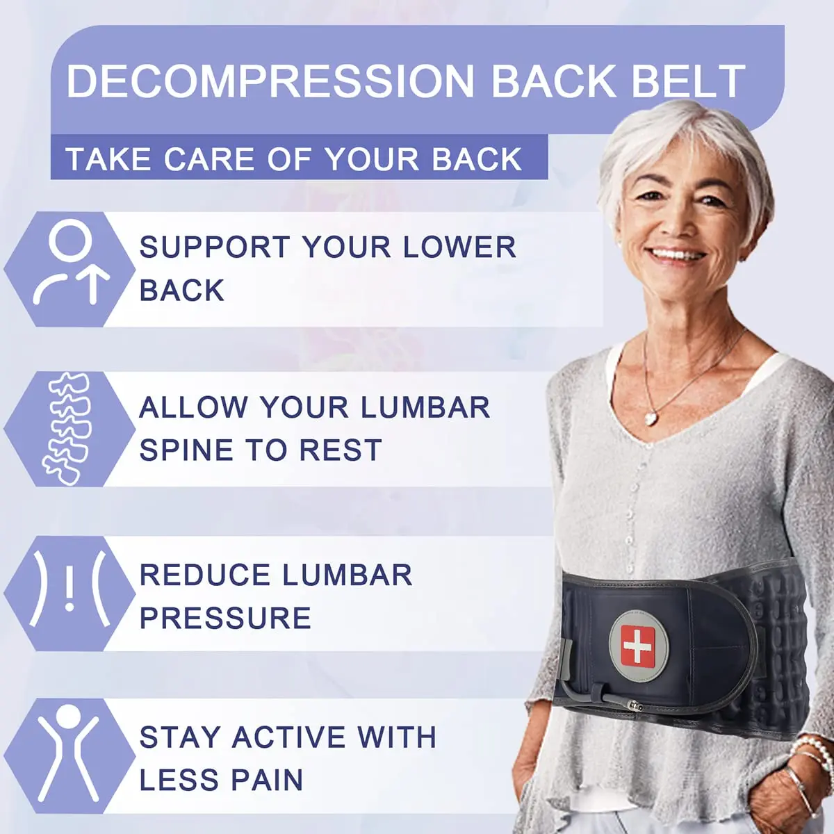 Decompression Belt Back Brace Lumbar Support & Extender Belt Pain Relief