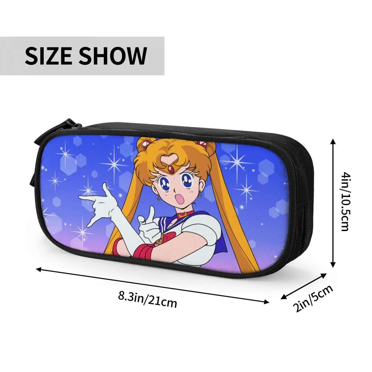 Kotak Pensil Anak Perempuan Imut Cantik Pena Kotak Pensil Bulan Anime untuk Siswa Tas Kapasitas Besar Alat Tulis Ritsleting Kantor