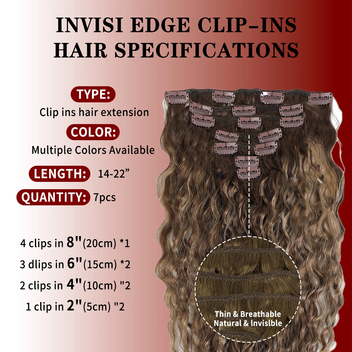 12A Clip In Human Hair Extensions 7Pcs/Set 100% Remy Human Hair Water Wave 120G Curly Clip In Full Head For Women 14-24Inch