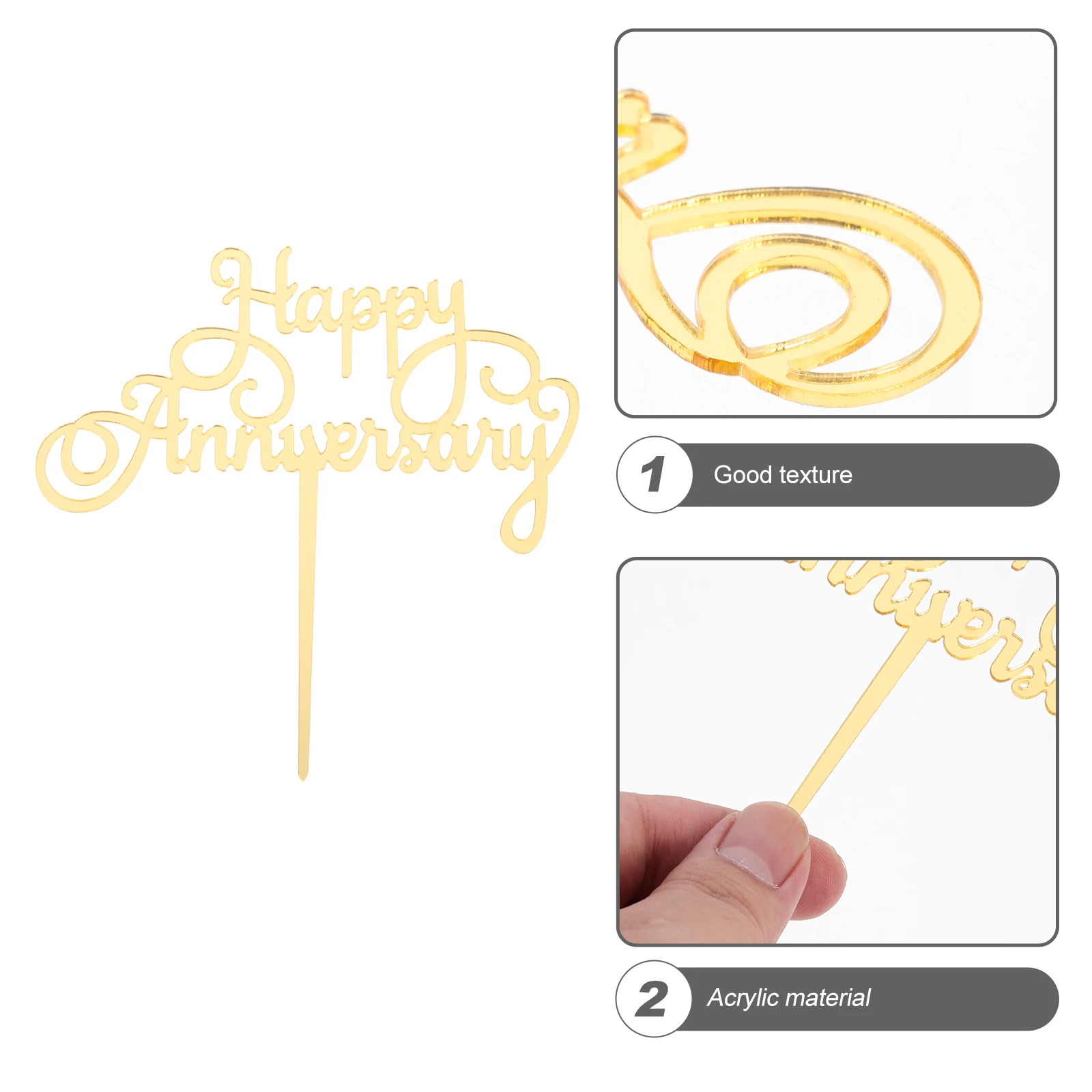 

10pcs Acrylic Cake Inserts Decorative Toppers for Wedding Anniversary Birthday Parties Cake Props Snack Supplies Lightweight