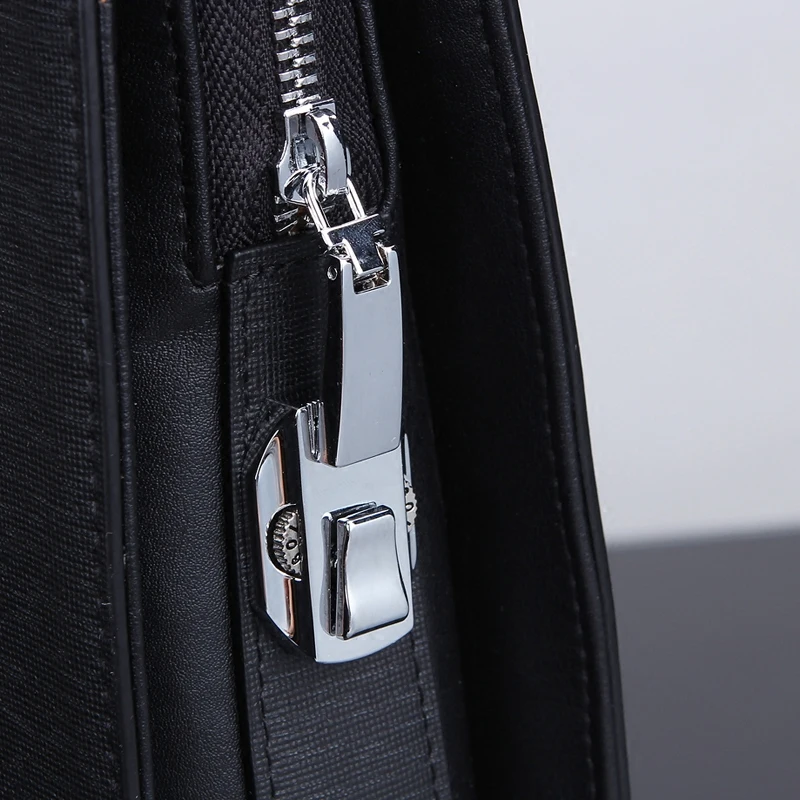 Small Handbag with Password Lock Men\'s Verticle Square Business Men\'s Bag Hand Bag Casual Bag Simple Leather Briefcase Men