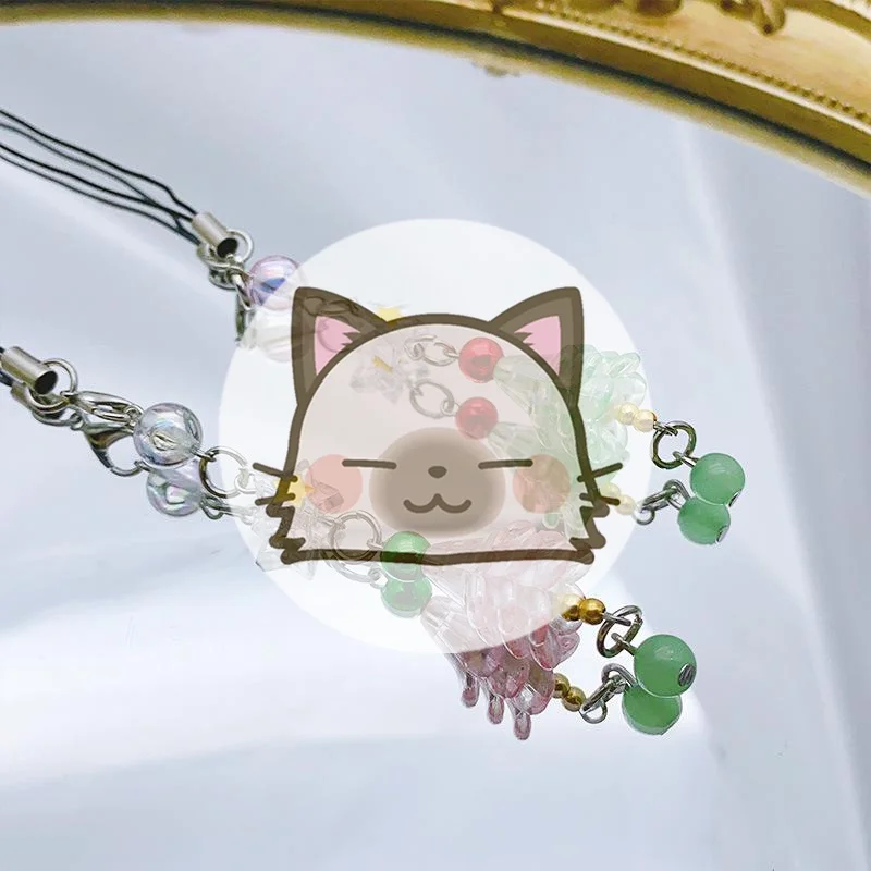 

New Christmas Tree Beaded Phone Chain Pendant Cute Beaded Mobile Phone Keyring Camera Hanging Decoration Xmas Gifts