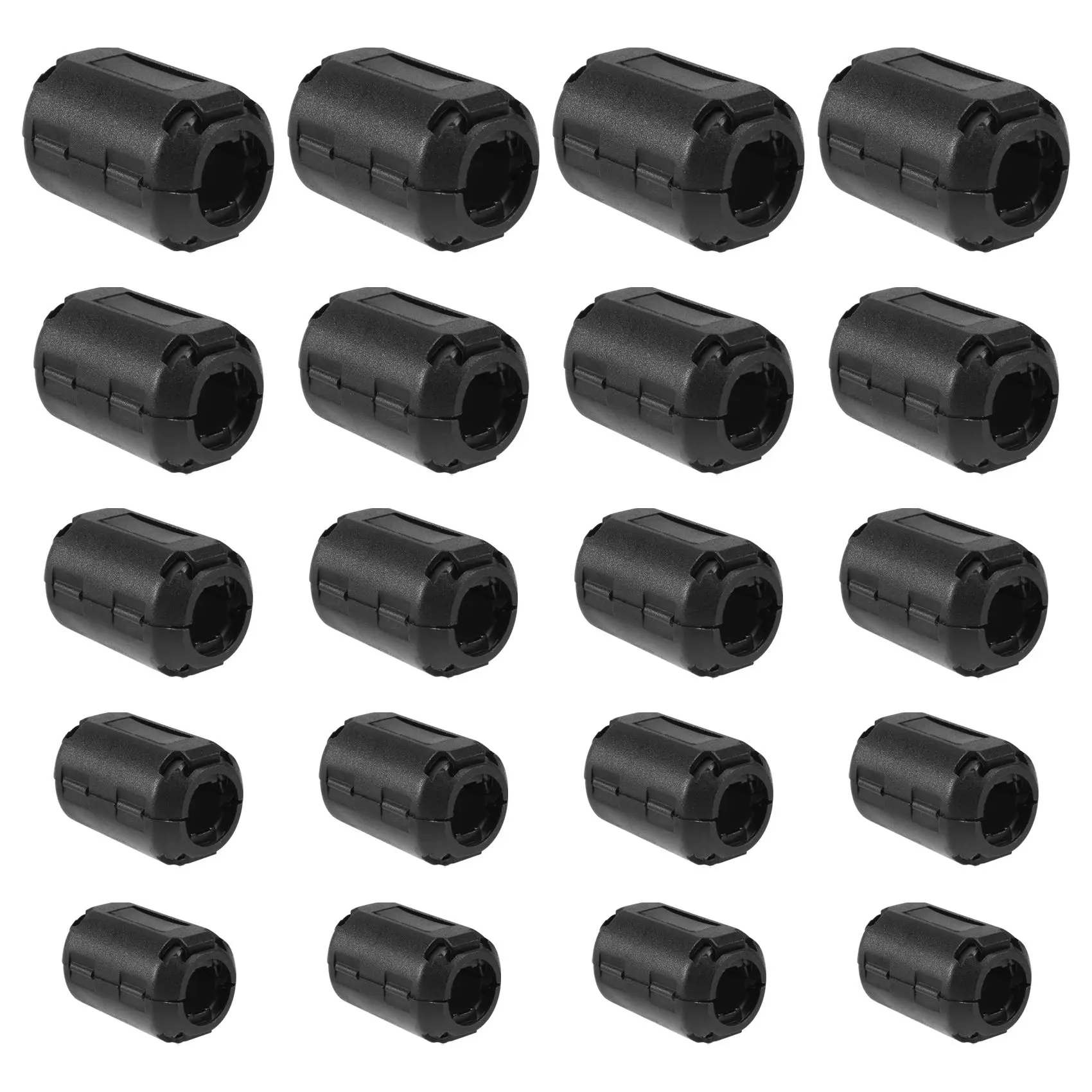 AS63-20 Pieces Clip-On Ferrite Ring Core RFI EMI Noise Suppressor Cable Clip For 3Mm/ 5Mm/ 7Mm/ 9Mm/ 13Mm Diameter Cable, Black