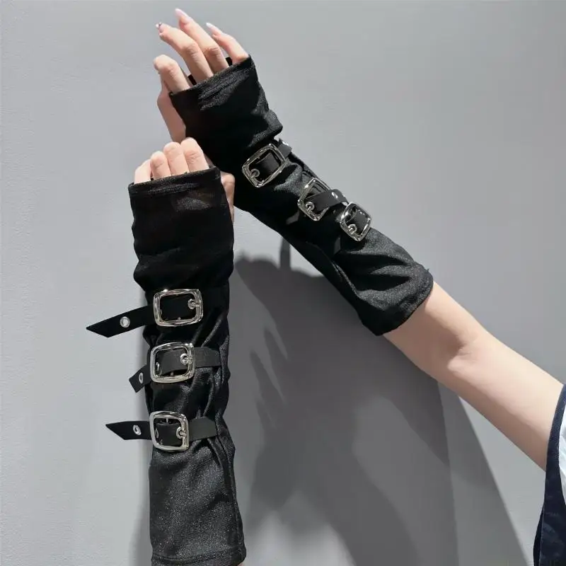 31bf-パンクアームスリーブ通気性のある伸縮性のあるデザインアームウェアノースリーブ手袋袖口スリーブ音楽祭やストリートウェア用