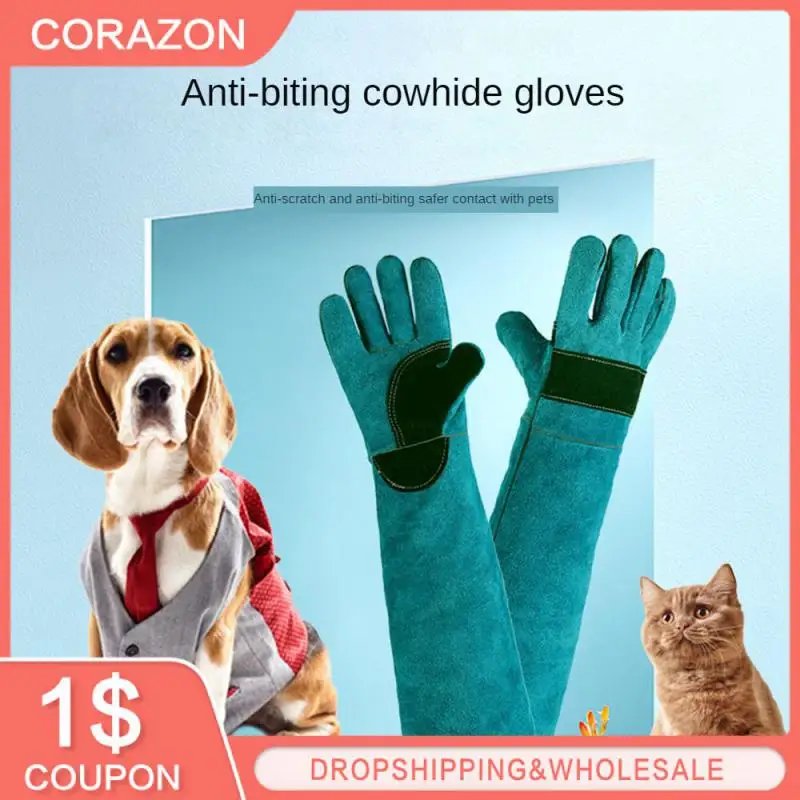 Pet Handling Gloves Bite-resistant Multi-Functional Anti-Scratch Leather Protective Gloves Anti-thorn Animal Handling Supplies