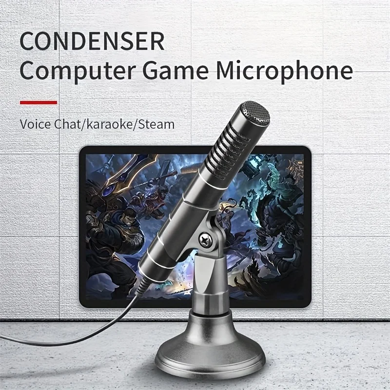 D6 Voice 3.5mm Microphone, Condenser Computer PC Mic For Recording, Gaming, Streaming, Podcast Microphone For MacBook, Windows,