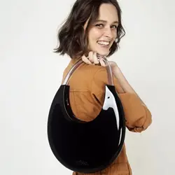 Fashionable and trendy girl's moon bag, shoulder bag, casual and personalized jelly work bag