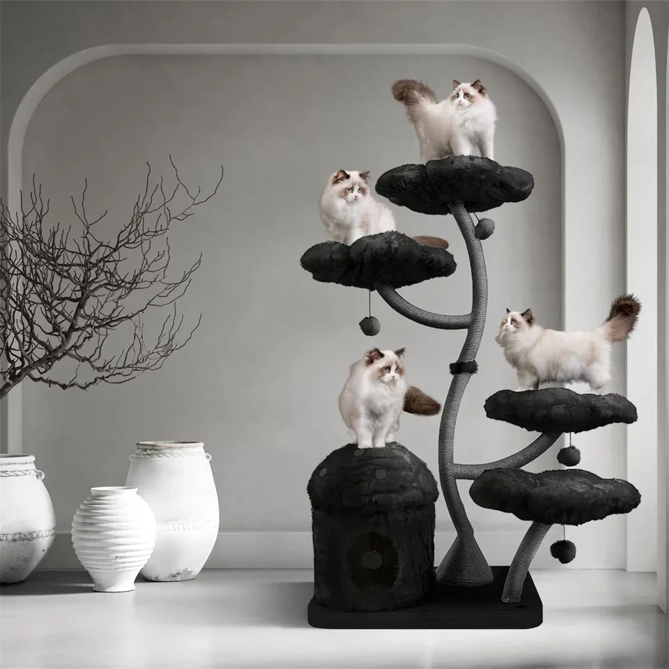 XIANGLONG New Design Cat Climbing Tower Condo Wooden Cat Tree With Natural Flower Indoor Popular Wood Picture Sustainable CN;SHN