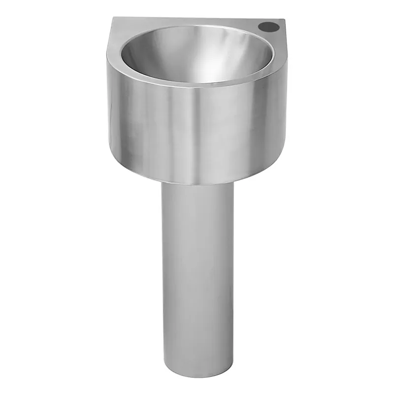 Modern Compact 304 Stainless Steel Pedestal Sink Freestanding Wash Basin Space Saving Bathroom Vanity for Hotel Villa