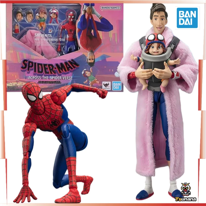 Original BANDAI S.H.Figuarts SHF Peter B Parker Mayday Parker Spider Man universo paralelo modelo de figuras de acción juguete coleccionable