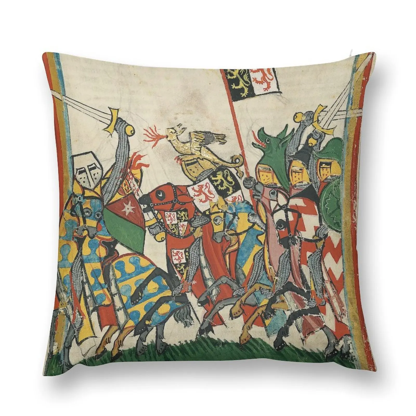 Battlefield (14th century) - Codex Manesse Throw Pillow christmas supplies Cushion Cover pillow