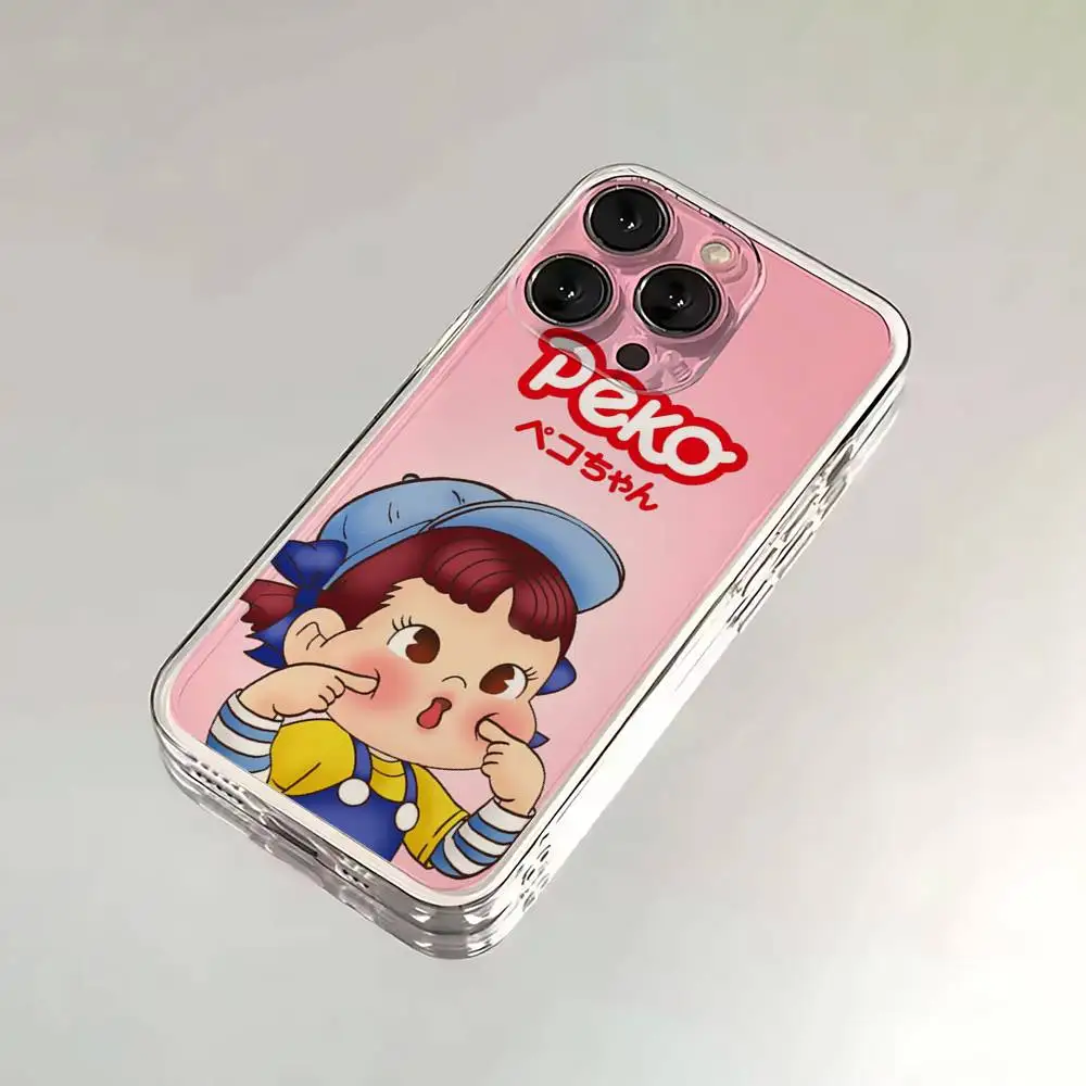Fujiya Milky Peko-Chan Handyhülle für iPhone 6,16,15,14,13,12,11,17 Pro,Max,Plus,X,XS,XR,SE,Mini Transparente Softcover