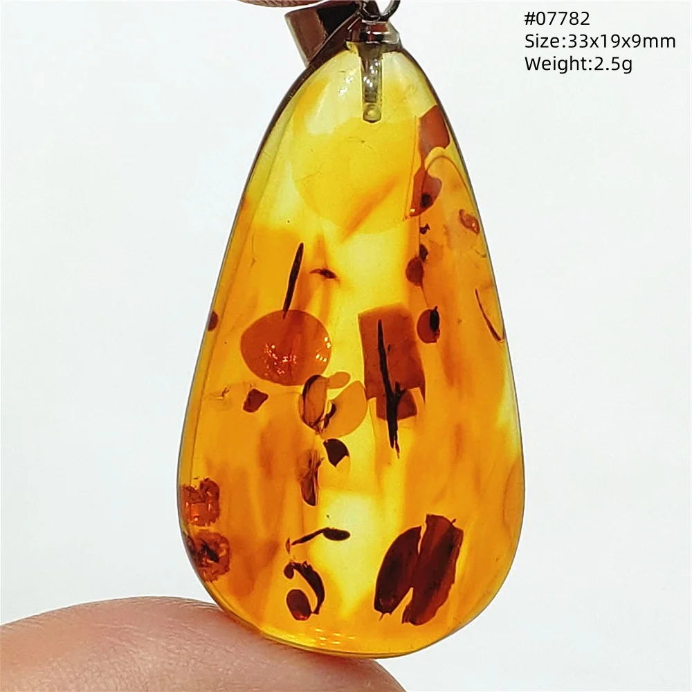 Natural Yellow Piebald Amber Pendant Red Amber 42-24-17mm Water Drop Necklace Gemstone Pendant Necklace Jewelry AAAAA