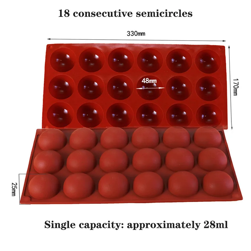 Полусфера, силиконовая форма для шоколада, половина шарика, противень для торта, силиконовый купол, формы для выпечки, пудинг, конфеты, желе, инструмент «сделай сам»