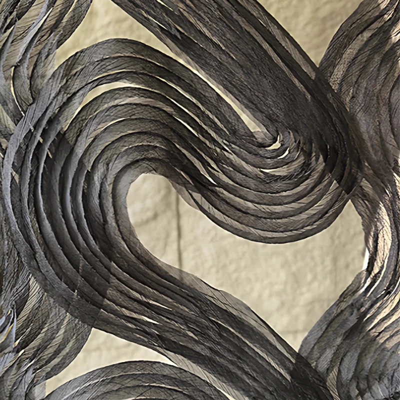 Black Irregular Wave Embroidered Tulle Fabric See Through Wedding Dress Lace Fabric Designer Handmade Sewing DIY Craft Material